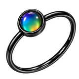 1.5mm Dainty Color Changing Stainless Steel Mood Ring (Black)