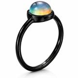 1.5mm Dainty Color Changing Stainless Steel Mood Ring (Black)