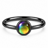 1.5mm Dainty Color Changing Stainless Steel Mood Ring (Black)