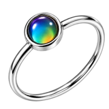 1.5mm Dainty Color Changing Stainless Steel Mood Ring (Silver)