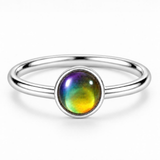 1.5mm Dainty Color Changing Stainless Steel Mood Ring (Silver)