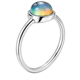1.5mm Dainty Color Changing Stainless Steel Mood Ring (Silver)