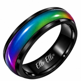 6mm Color Changing Stainless Steel Mood Ring (Black)