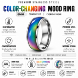 8mm Color Changing Stainless Steel Mood Ring (Silver)