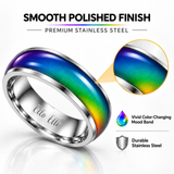 8mm Color Changing Stainless Steel Mood Ring (Silver)