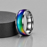 8mm Color Changing Stainless Steel Mood Ring (Silver)
