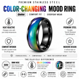 8mm Color Changing Stainless Steel Mood Ring (Black)
