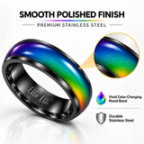 8mm Color Changing Stainless Steel Mood Ring (Black)