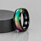 8mm Color Changing Stainless Steel Mood Ring (Black)