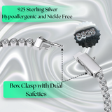 Ello Elli Lab Created Moissanite Evil Eye Tennis Bracelet for Women - 925 Sterling Silver - 1mm D Color VVS Lab Created Moissanite Stones - Evil Eye Pattern - Dual Safety - Luxury Jewelry Gift with Premium Elegant Green Bracelet Box