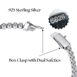 Ello Elli Lab Created Moissanite Evil Eye Tennis Bracelet for Women - 925 Sterling Silver - 1mm D Color VVS Lab Created Moissanite Stones - Evil Eye Pattern - Dual Safety - Luxury Jewelry Gift with Premium Elegant Green Bracelet Box