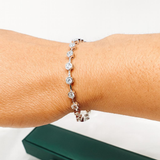 Ello Elli Moissanite Sterling Silver Tennis Bracelet for Women - 2.5mm D Color VVS Stones - 4.5mm Hex Bezel Setting - Dual Safeties - Luxury Gift Box