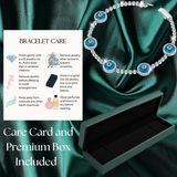 Ello Elli Lab Created Moissanite Evil Eye Tennis Bracelet for Women - 925 Sterling Silver - 1mm D Color VVS Lab Created Moissanite Stones - Evil Eye Pattern - Dual Safety - Luxury Jewelry Gift with Premium Elegant Green Bracelet Box