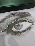 Ello Elli Lab Created Moissanite Evil Eye Tennis Bracelet for Women - 925 Sterling Silver - 1mm D Color VVS Lab Created Moissanite Stones - Evil Eye Pattern - Dual Safety - Luxury Jewelry Gift with Premium Elegant Green Bracelet Box