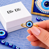 8mm Evil Eye Dainty Gold Tone Ring