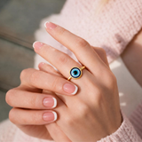 8mm Evil Eye Dainty Gold Tone Ring