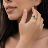 8mm Evil Eye Dainty Gold Tone Ring