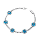 Ello Elli Lab Created Moissanite Evil Eye Tennis Bracelet for Women - 925 Sterling Silver - 1mm D Color VVS Lab Created Moissanite Stones - Evil Eye Pattern - Dual Safety - Luxury Jewelry Gift with Premium Elegant Green Bracelet Box