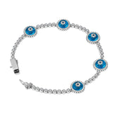 Ello Elli Lab Created Moissanite Evil Eye Tennis Bracelet for Women - 925 Sterling Silver - 1mm D Color VVS Lab Created Moissanite Stones - Evil Eye Pattern - Dual Safety - Luxury Jewelry Gift with Premium Elegant Green Bracelet Box