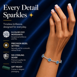 Ello Elli Lab Created Moissanite Evil Eye Tennis Bracelet for Women - 925 Sterling Silver - 1mm D Color VVS Lab Created Moissanite Stones - Evil Eye Pattern - Dual Safety - Luxury Jewelry Gift with Premium Elegant Green Bracelet Box
