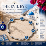 Ello Elli Lab Created Moissanite Evil Eye Tennis Bracelet for Women - 925 Sterling Silver - 1mm D Color VVS Lab Created Moissanite Stones - Evil Eye Pattern - Dual Safety - Luxury Jewelry Gift with Premium Elegant Green Bracelet Box
