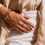 1.5mm Stainless Steel Evil Eye Gold Tone Ring