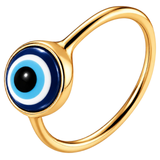 1.5mm Stainless Steel Evil Eye Gold Tone Ring
