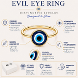 1.5mm Stainless Steel Evil Eye Gold Tone Ring