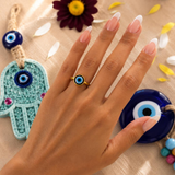 8mm Evil Eye Dainty Gold Tone Ring